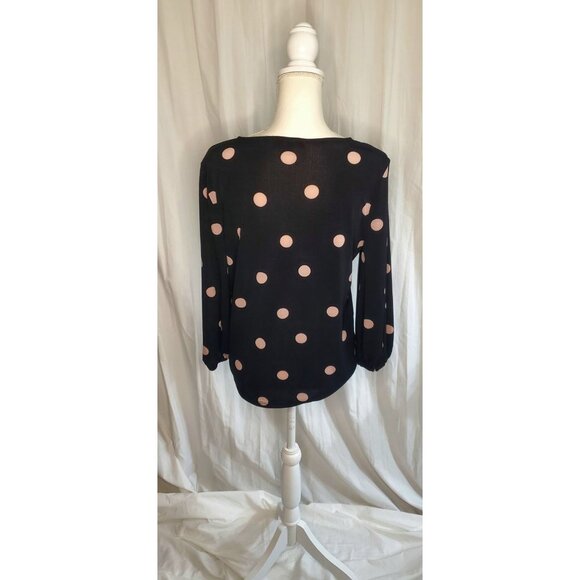 Adrianna Papell Pullover Women's Size Small Polka-Dot 3/4 Balloon Sleeved Blouse - Picture 6 of 14
